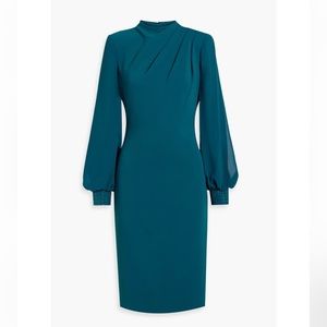 Gathered crystal-embellished crepe dress